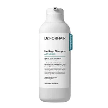 Антивіковий шампунь для ослабленої шкіри голови та тонкого волосся Dr.Forhair Heritage Shampoo April Muguet 500 мл, проти випадіння з антивіковим комплексом Polygen 5X