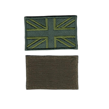 Шеврон патч на липучке Флаг Британский, оливковый, 5*8см.