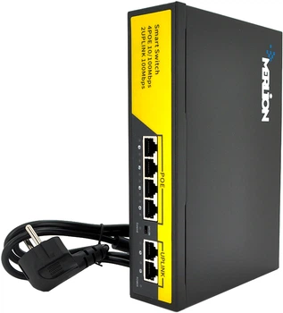 Коммутатор Merlion 4 POE 10/100 + 2 RJ45 10/100 + встроенный блок питания 52V 1.38A (YT13196)