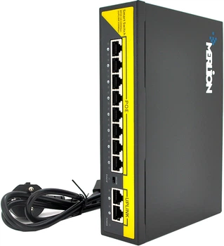 Коммутатор Merlion 8 POE 10/100 + 2 RJ45 10/100 + встроенный блок питания 52V 1.8A (YT15752)