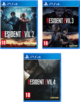 Набор Игра Sony PlayStation 4 Resident Evil 4 Remake Русская Озвучка + Resident Evil 2 Remake Русские Субтитры + Resident Evil 3