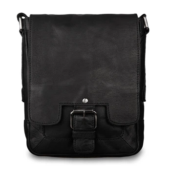 Мужская кожаная сумка через плечо Ashwood 8341 Black (Черный)