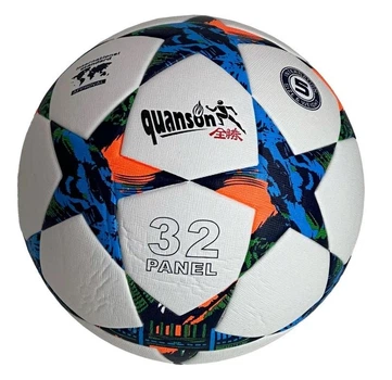 Мяч футбольный CHAMPIONS LEAGUE QUANSON Football Size №5 400 грамм TPU White/Blue/Orange (С 40042/02)