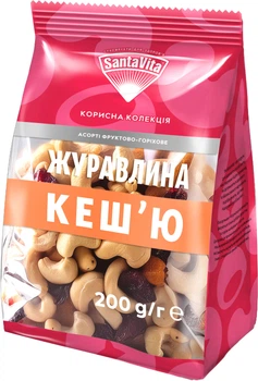 Асорті SantaVita Фруктово-Горіхове Журавлина+Кеш'ю 200 г (0.2 кг) (4820279230016)