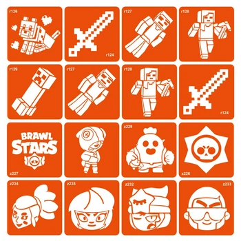 Набор трафаретов для био-тату Fresh Tattoo "Minecraft + Brawl Stars" (Minecraft_Brawl-Stars_16)