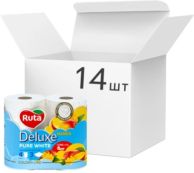 Упаковка туалетного паперу Ruta Golden Pure White Манго 3 шари 4 рулони х 14 шт (4820202896678)