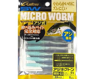 Віброхвіст Owner Micro Worm Aji Nekton MW-03 2.6 #11 Clear Blue (82922-11)