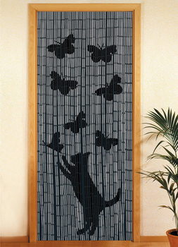 Шторка Maximex Кіт і метелики Бамбукова Чорна 90 x 200 см
