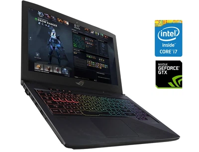 Игровой ноутбук Asus ROG GL503VM / 15.6" (1920x1080) IPS / Intel Core i7-7700HQ (4 (8) ядра по 2.8 - 3.8 GHz) / 16 GB DDR4 / 480 GB SSD + 500 GB HDD / nVidia GeForce GTX 1060, 3 GB GDDR5, 192-bit / WebCam / Win 10 Home б/у