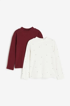 Набор водолазок со стойкой белая в точки и бордовая H&M 92см (400097786)