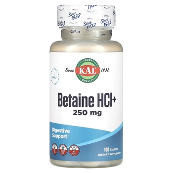 Бетаїн гідрохлорид 250 мг та пепсин KAL Betaine HCl 100 таблеток