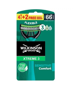 Одноразові верстати для гоління чоловічі Wilkinson Sword Xtreme 3 Sensitive 4+2 шт