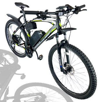 Велосипед з Е-комплектом CRONUS 29" Warrior 2024 Рама 21" black-lightgreen 18ah 1000В 48В з дисплеєм lsd10