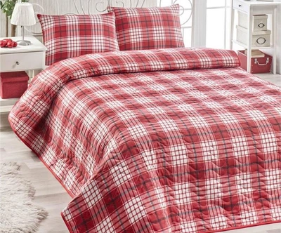 Покрывало стеганное с наволочкой Eponj Home Burberry kirmizi красный 160*220 (svt-2000022254786)