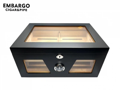 Х'юмідор для зберігання 100 сигар Black Matte Cedar Wood