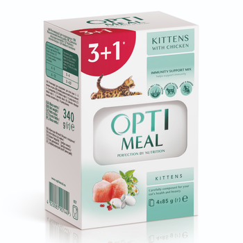 Консервований корм Optimeal Набір для кошенят з куркою ( 3 + 1 ) 0.34 кг (B2720501)