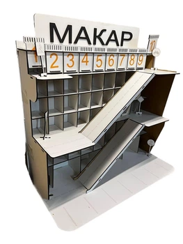 Именая Гараж-парковка для машинок DecorWood из дерева 53х27х47 см с дорожной розметкой и знаками
