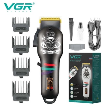 Професійна акумуляторна машинка для стрижки волосся VGR V-699 з 4 змінними насадками (3-12 мм) Чорний