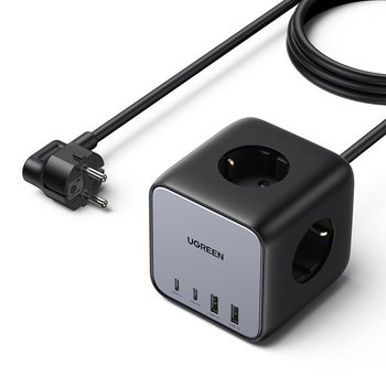 Зарядний пристрій UGREEN CD268 3xAC+2xUSB+2xUSB-C 65W DigiNest Cube 1.8m Space Grey (60113)
