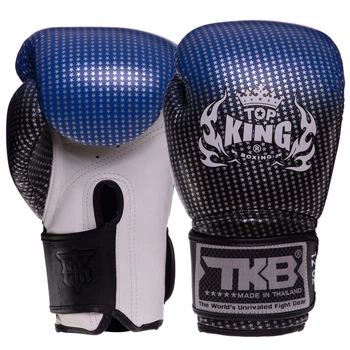 Перчатки боксерские кожаные TOP KING Super Star TKBGSS-01 (размер 8 oz, Черный-синий)