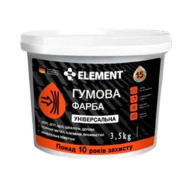 Гумова фарба універсальна для даху і фасаду ELEMENT Біла 3.5 кг