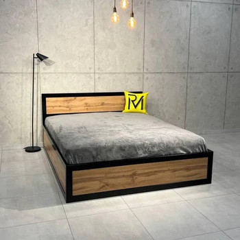 Кровать MebliRoMax Loft 160х200 Дуб Тахо /Черный + Подъемный механизм (000084984)