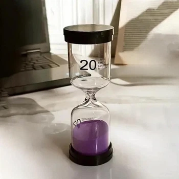 Песочные часы на 20 минут, стеклянная колба, 14x4,5x4,5см, Фиолетовый песок