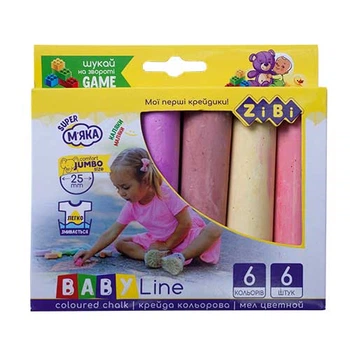Мелки цветные ZiBi Jumbo 6 шт. (ZB.6710-99)