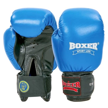 Рукавички боксерські професійні шкіряні ФБУ BOXER Profi BO-2001 (розмір 12oz, колір синій-чорний)