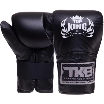 Снарядні рукавички шкіряні на гумці S TOP KING Pro чорний TKBMP-CT