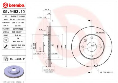 Диск гальмівний Brembo (09948311)