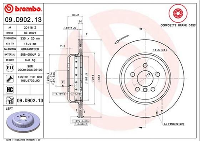 Диск тормозной Brembo (09D90213)