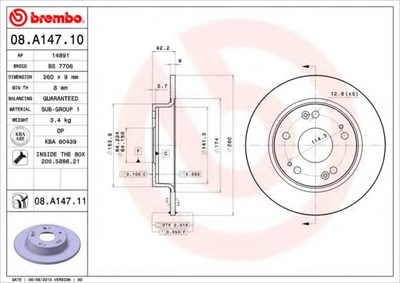 Диск гальмівний Brembo (08A14710)