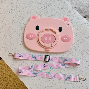 Чехол детский Silikon Power с подставкой и ремешком Apple iPad Air 2 (9.7" экран) Pink Pig