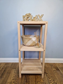 Стелаж (этажерка) 800х360х360 мм WoodDecor из натурального дерева 3 полочки без покрытия