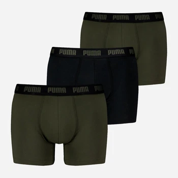 Набір трусів боксерів чоловічих бавовняних Puma Men Everyday Boxer 3P 93832703 S Чорний/Зелений (8720245558952)