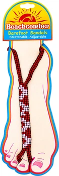 Пляжные сандалии на резинке с бисером Beachcomber Barefoot Sandals (красно-белые)