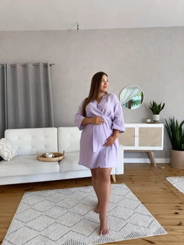 Халат женский для беременных COSY кимоно из муслина M лавандовый (V-M12/M)