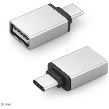 Перехідник usb type c OTG-01 з телефону на флешку - USB адаптер для type c для комп'ютера срібло