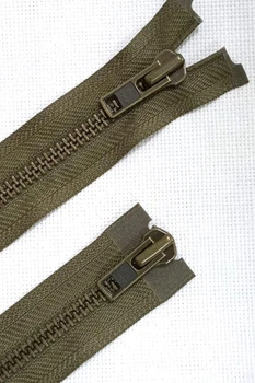 Молния YKK металлическая Т-8 Хаки 80 см 2 бегунки антик, разъемная