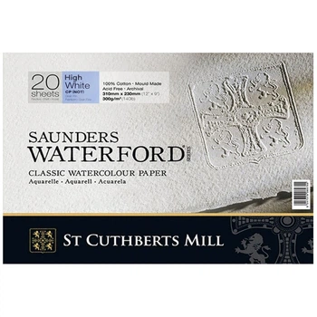 Блок паперу для акварелі Saunders Waterford, CP, 100% cotton, High White, 300 г, 31х23 см (20)