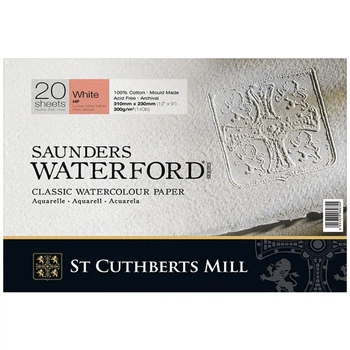 Блок паперу для акварелі Saunders Waterford, HP, 100% cotton, High White, 300 г, 31х23 см 20 арк