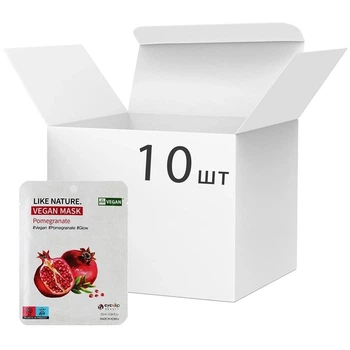 Набор масок с гранатом EYENLIP Like Nature Vegan Mask Pack Pomegranate, 25 мл*10шт (8809555253273)