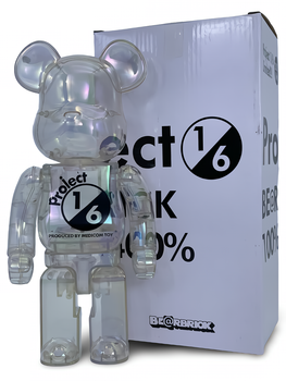 Статуетка Bearbrick x Project 1/6 x Clear Chrome White 400% 28 см Medicom Toy Голографічний