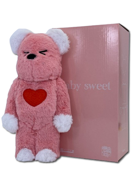 Статуетка Bearbrick x Valmuer Baby Pink 400% 28 см Medicom Toy Рожевий пухнастик