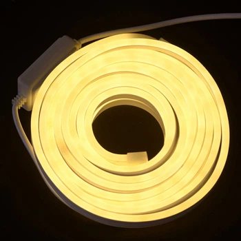 Гнучка неонова стрічка, 8м, 120 LED на метр, 220V, 2-х стороння, IP65, Теплий білий
