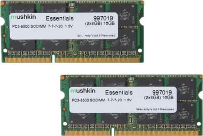 Оперативная память Mushkin DDR3-1333 16384MB PC3-10600 (Kit of 2x8192) Essentials (B006E0P21W)