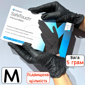 ЩІЛЬНІ нітрилові рукавички Medicom SafeTouch Advanced Premium Black розмір M чорного чорного 100 шт