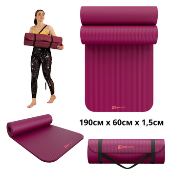 Коврик для йоги Hop-Sport HS-NB015GM NBR 1,5см ягодный