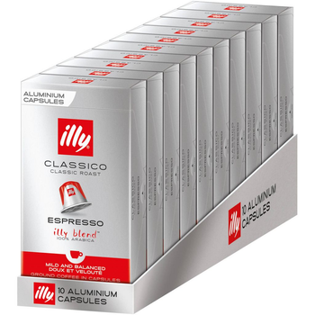 СЕТ 10 УПАКОВОК! Кава в капсулах Nespresso ILLY ESPRESSO Classic (10 упаковок = 100 капсул)